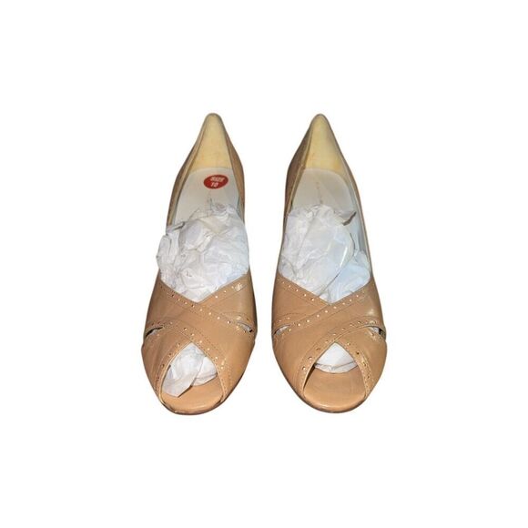 Bandolino Nataly Light Natural Color Leather Open Toe Pumps Womens Size 10 NWB - Picture 7 of 10